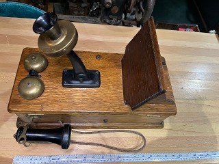 Antique Wood Hand Crank Wall Phone