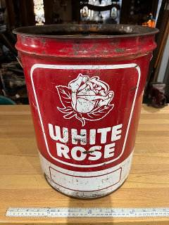 Vintage 1964 White Rose 5 Gallon Oil Can