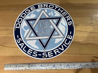 Dodge Brothers Sales Service 11 1/4 inch heavy porcelain sign Dodge Brothers Sales Service 11 1/4 inch heavy porcelain sign