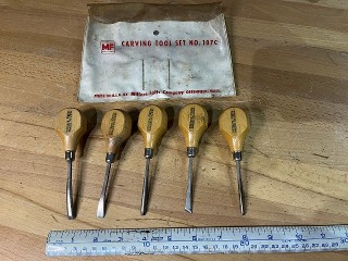 Vintage Millers Falls #107C with Case palm handle carving chisels Vintage Millers Falls #107C with Case palm handle carving chisels