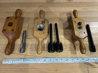 Vintage wood thread cutting taps and dies Vintage wood thread cutting taps and dies